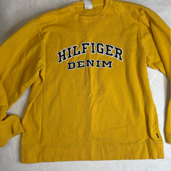 Tommy Hilfiger Denim Mustard Yellow Crewneck Sweatshirt Men’s L - Picture 3 of 5